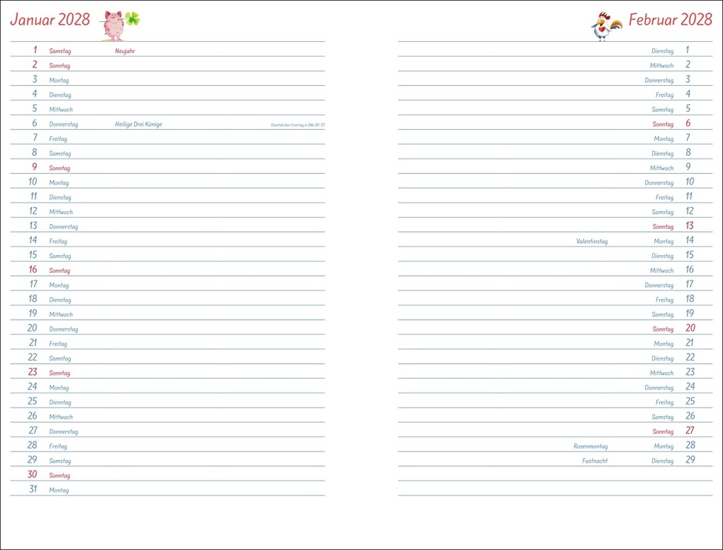 Weitere Ansicht: Helme Heine: Familienplaner-Buch A5 2027 | Helme Heine