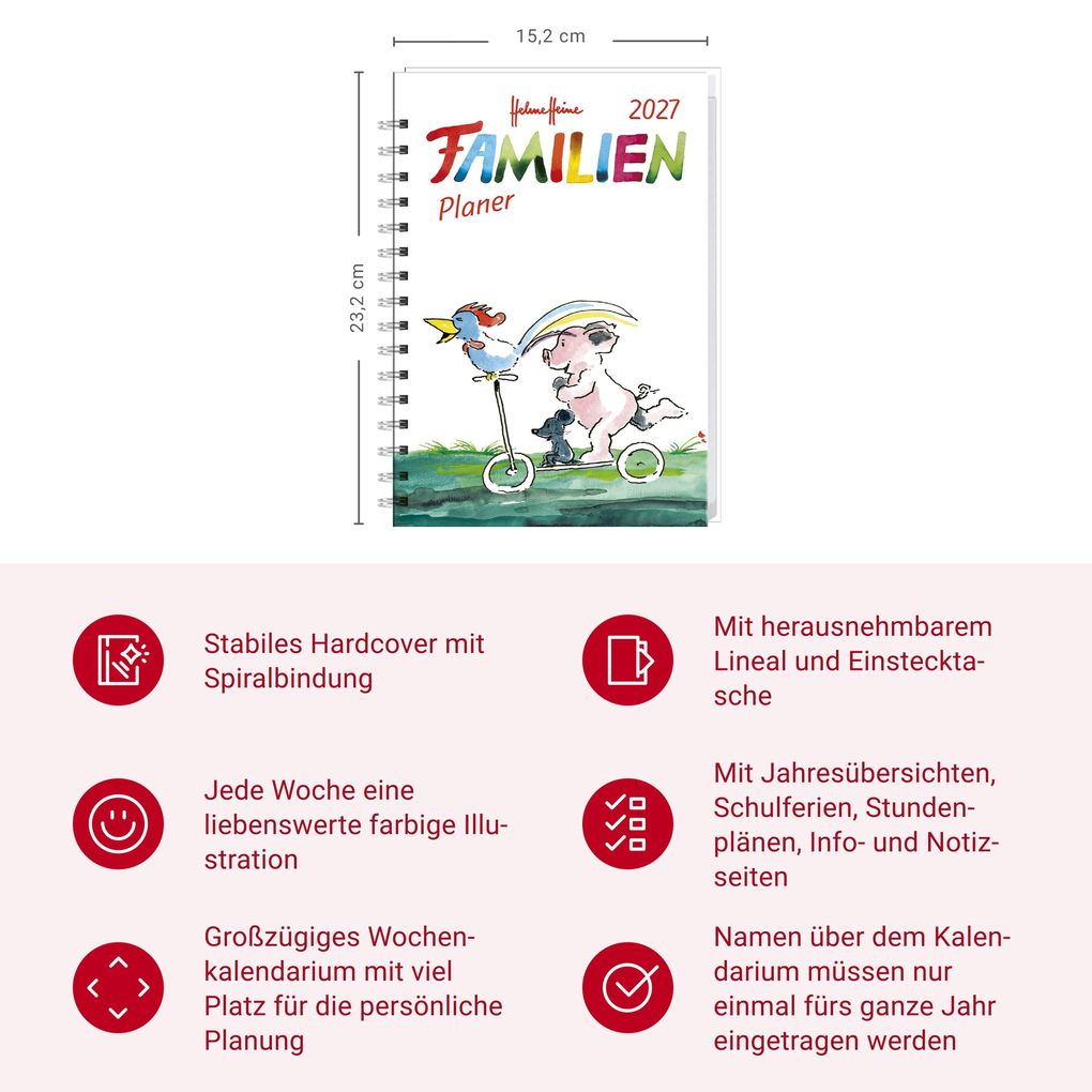 Weitere Ansicht: Helme Heine: Familienplaner-Buch A5 2027 | Helme Heine