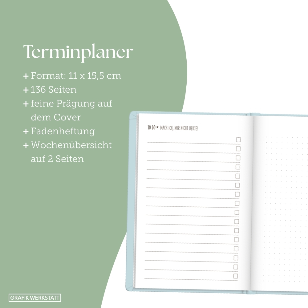 Weitere Ansicht: Terminplaner Lederlook 2027 Hellblau
