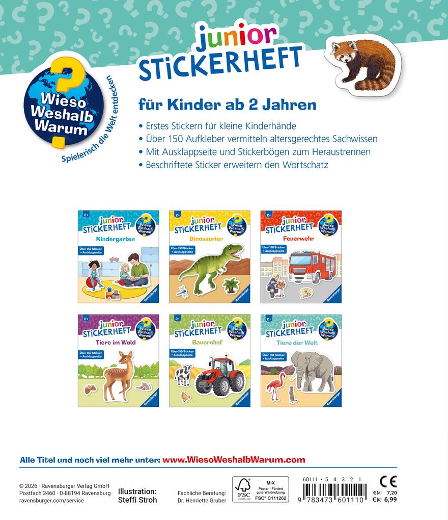 Weitere Ansicht: Wieso? Weshalb? Warum? junior Stickerheft - Tiere der Welt