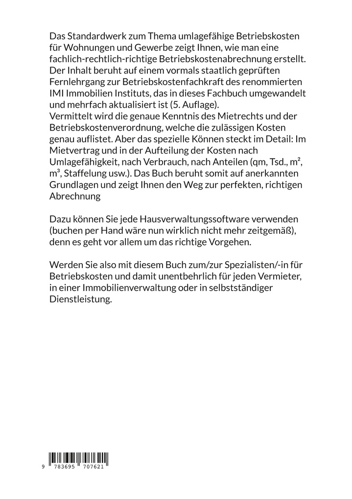 Weitere Ansicht: Betriebskosten-Abrechnung | Reinhold Pachowsky