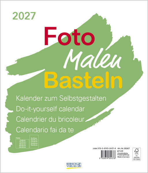 Produktbild: Foto-Malen-Basteln Bastelkalender weiß groß 2027