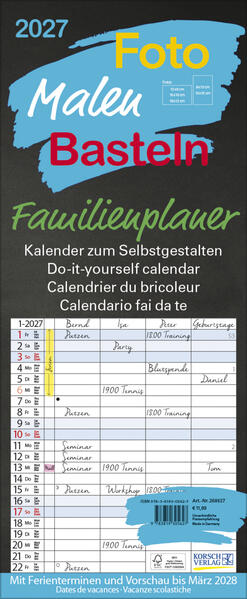 Produktbild: Foto-Malen-Basteln Familienplaner schwarz 2027