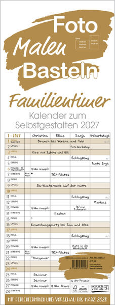 Produktbild: Foto-Malen-Basteln Familientimer gold 2027