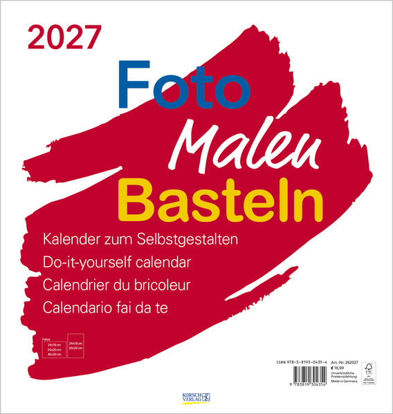 Produktbild: Foto-Malen-Basteln Bastelkalender weiß groß 2027