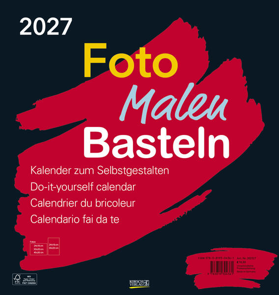 Produktbild: Foto-Malen-Basteln Bastelkalender schwarz groß 2027