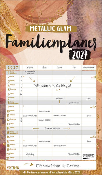 Produktbild: Familienplaner Metallic Glam 2027