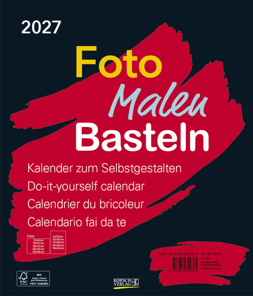 Produktbild: Foto-Malen-Basteln Bastelkalender schwarz groß 2027