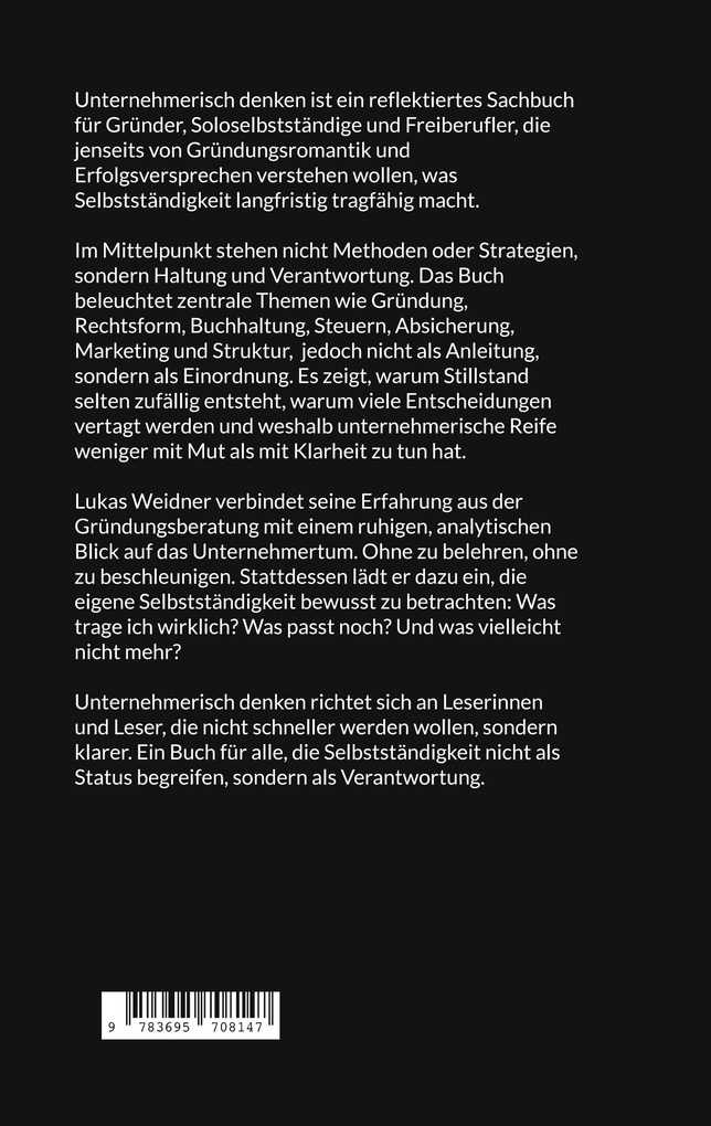 Weitere Ansicht: Unternehmerisch denken | Lukas Weidner