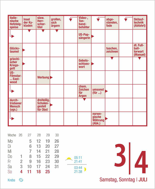 Weitere Ansicht: Kreuzworträtsel 2027