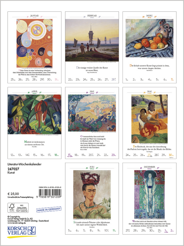 Weitere Ansicht: Literaturkalender Kunst 2027