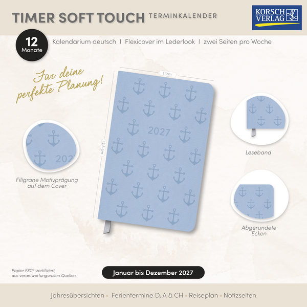 Weitere Ansicht: Timer Soft Touch hellblau 2027