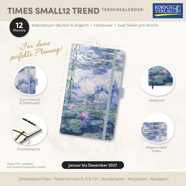 Weitere Ansicht: Buchkalender Times Small12 Trend Claude Monet 2027