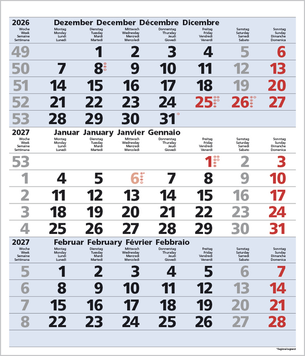 Weitere Ansicht: 3-Monats-Planer Comfort Blau 2027