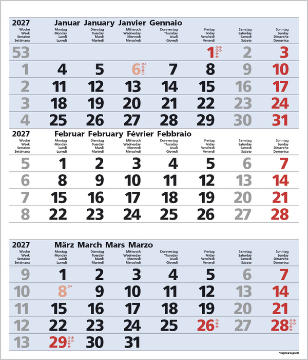 Weitere Ansicht: 3-Monats-Planer Comfort Blau 2027