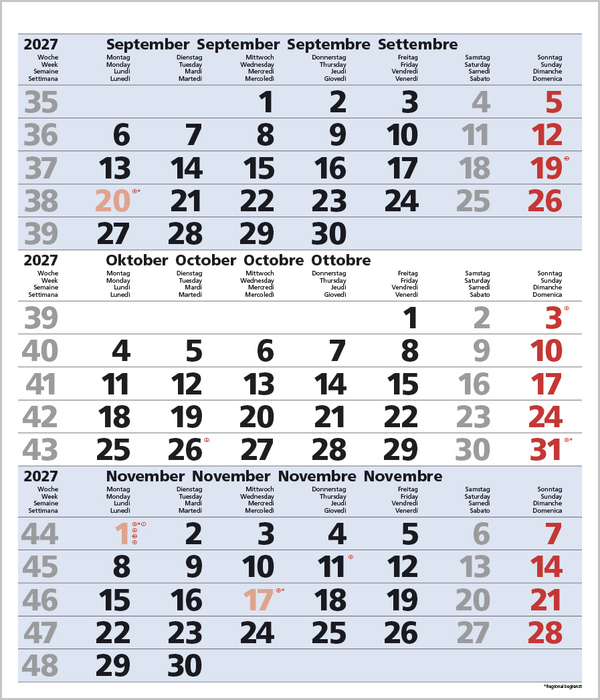 Weitere Ansicht: 3-Monats-Planer Comfort Blau 2027