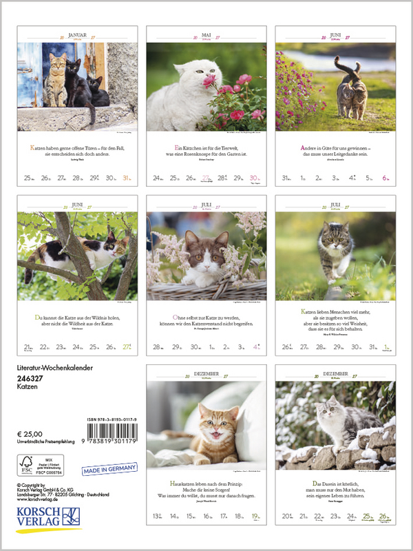 Weitere Ansicht: Literaturkalender Katzen 2027