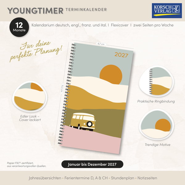 Weitere Ansicht: Taschenkalender Youngtimer Vanlife 2027