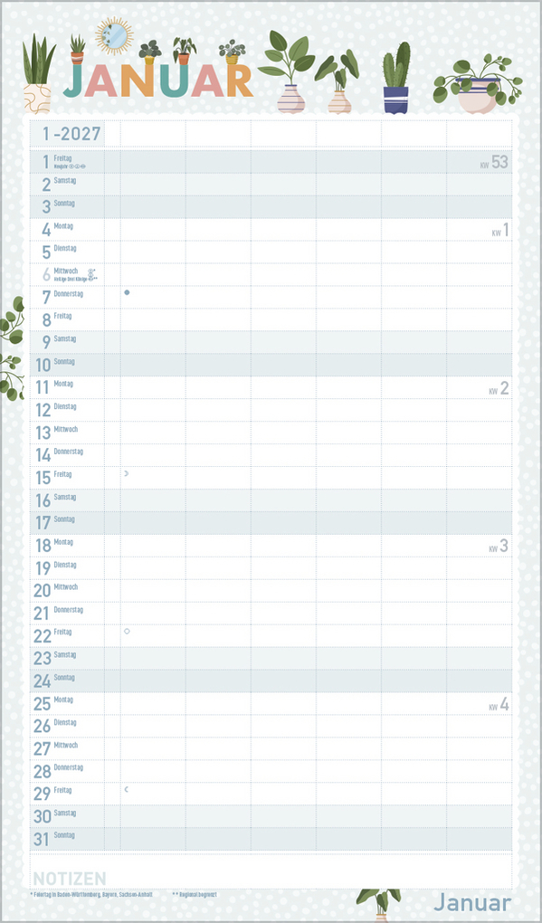 Weitere Ansicht: Familienplaner Happy Plants 2027