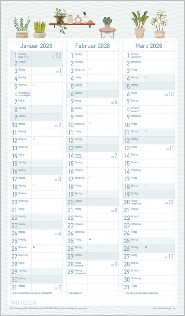 Weitere Ansicht: Familienplaner Happy Plants 2027