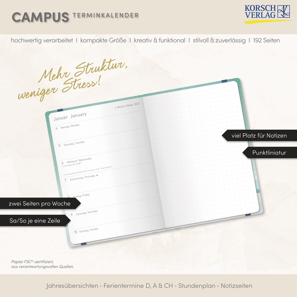 Weitere Ansicht: Terminkalender Campus Palmen 18 Monate 2027/2028 | Henry Rivers