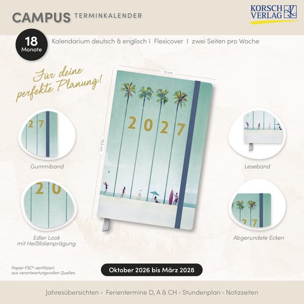 Weitere Ansicht: Terminkalender Campus Palmen 18 Monate 2027/2028 | Henry Rivers