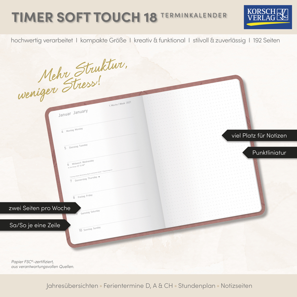 Weitere Ansicht: Timer Soft Touch 18 Monate rosewood 2027/2028