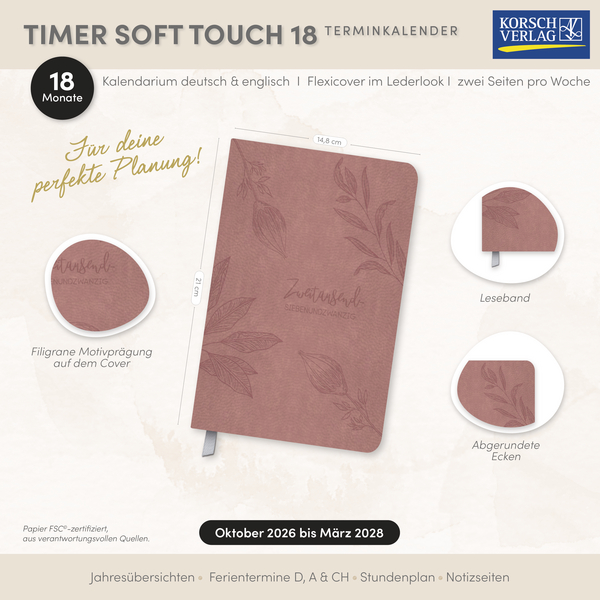Weitere Ansicht: Timer Soft Touch 18 Monate rosewood 2027/2028