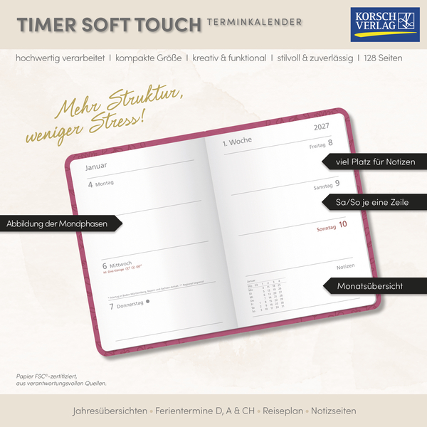 Weitere Ansicht: Timer Soft Touch pink 2027