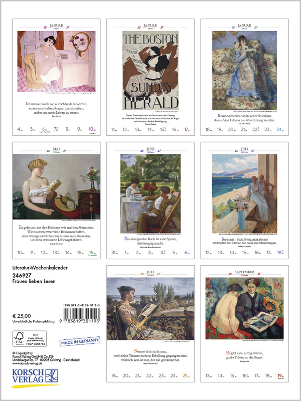 Weitere Ansicht: Literaturkalender Frauen lieben Lesen 2027