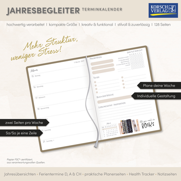 Weitere Ansicht: Terminkalender Jahresbegleiter Booklove 2027