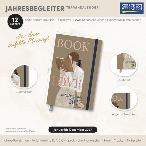 Weitere Ansicht: Terminkalender Jahresbegleiter Booklove 2027