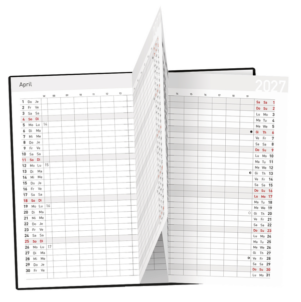 Weitere Ansicht: Taschenkalender Saturn Leporello PVC schwarz 2027