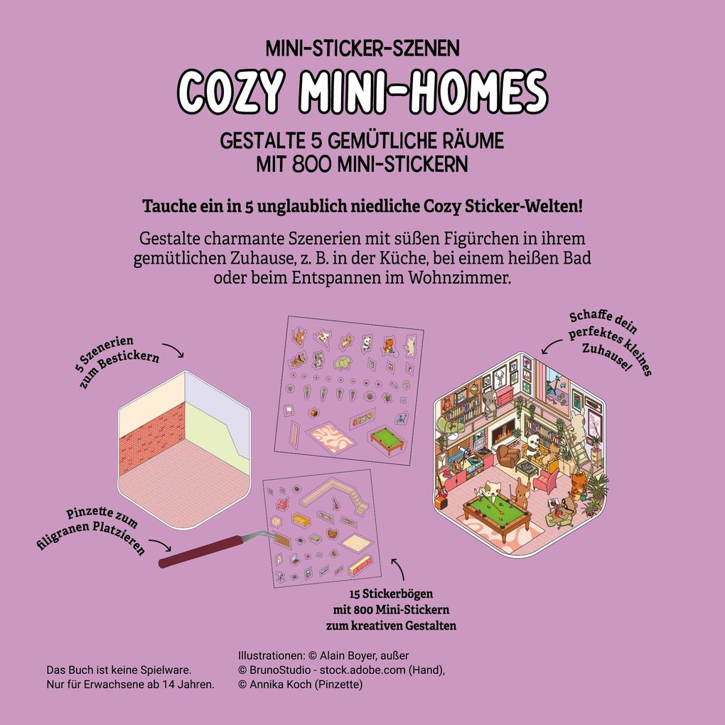 Weitere Ansicht: Mini-Sticker-Szenen - Cozy Mini-Homes I 3D-Sticker