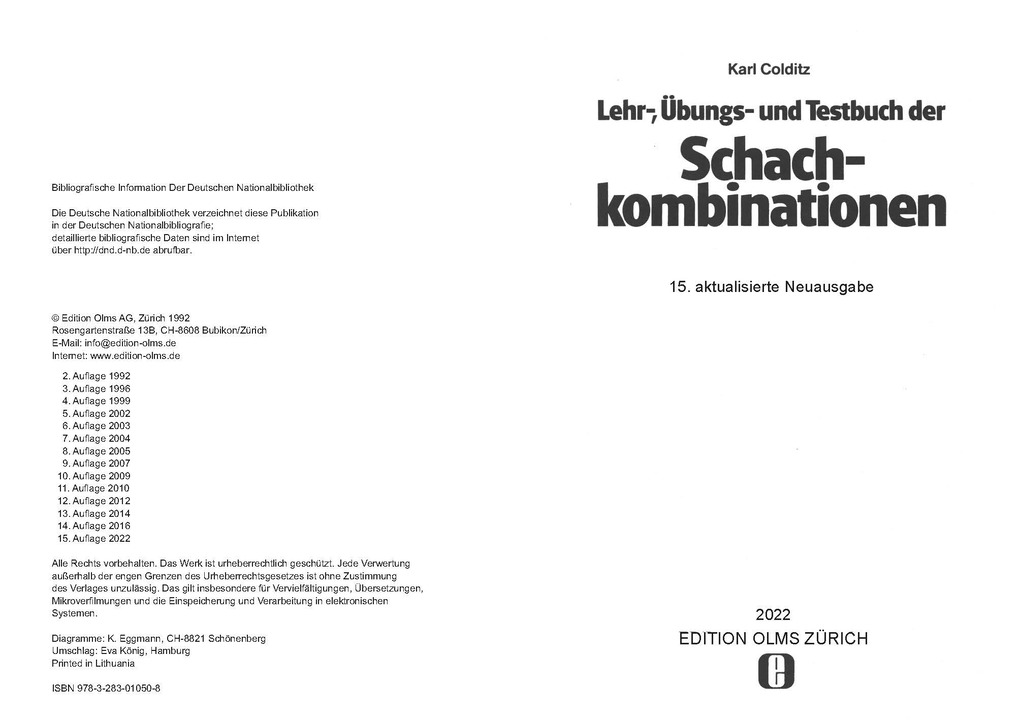 Weitere Ansicht: Lehr-, Übungs- und Testbuch der Schachkombinationen | Karl Colditz