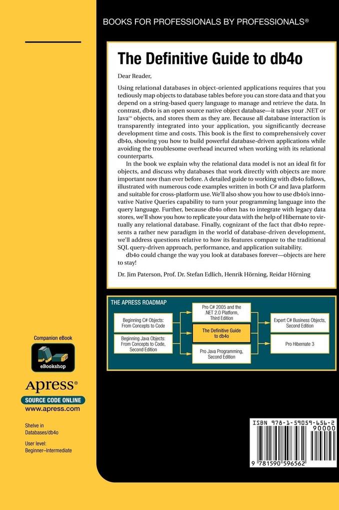 Weitere Ansicht: The Definitive Guide to Db4o | Jim Paterson, Stefan Edlich