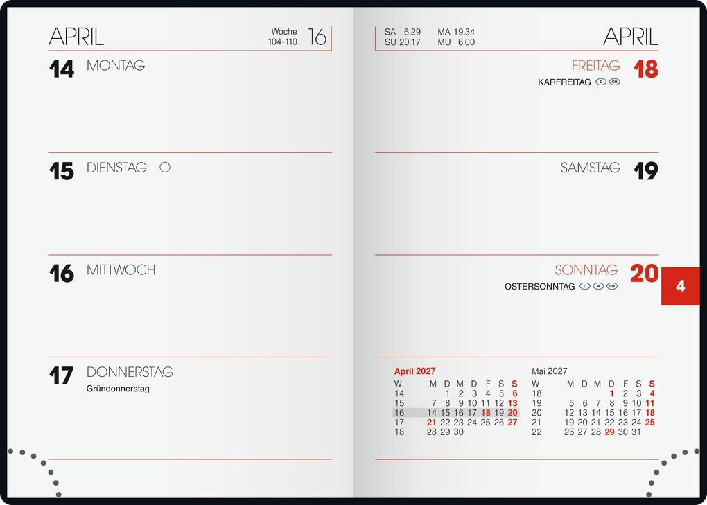 Weitere Ansicht: BRUNNEN 1071336907 Taschenkalender Mod. 713 2027 A7, Kunstleder, schwarz