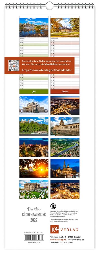Weitere Ansicht: Küchenkalender Dresden 2027 | Peter Schubert, K4 Verlag