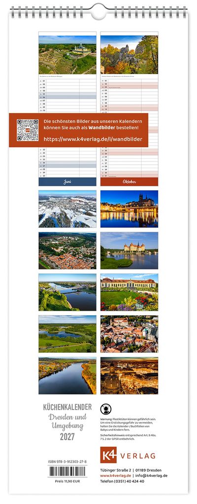 Weitere Ansicht: Küchenkalender Dresden und Umgebung 2027 | Peter Schubert, K4 Verlag