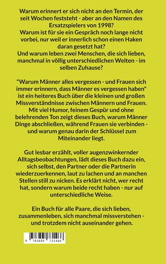 Weitere Ansicht: Warum Männer alles vergessen - und Frauen sich immer erinnern, dass Männer es vergessen haben | Jörg Polster
