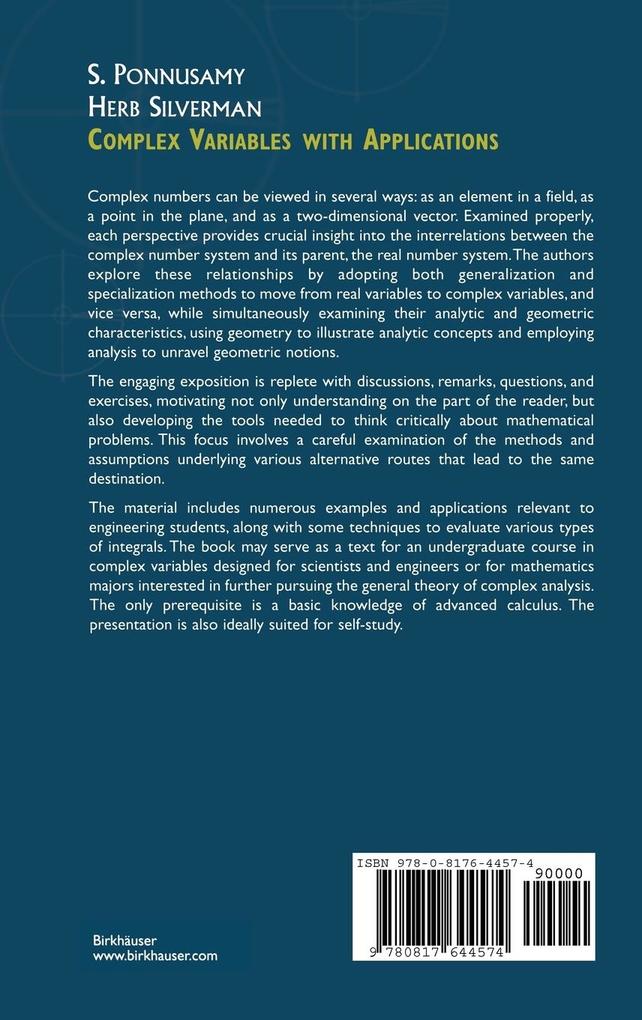 Weitere Ansicht: Complex Variables with Applications | Saminathan Ponnusamy, Herb Silverman