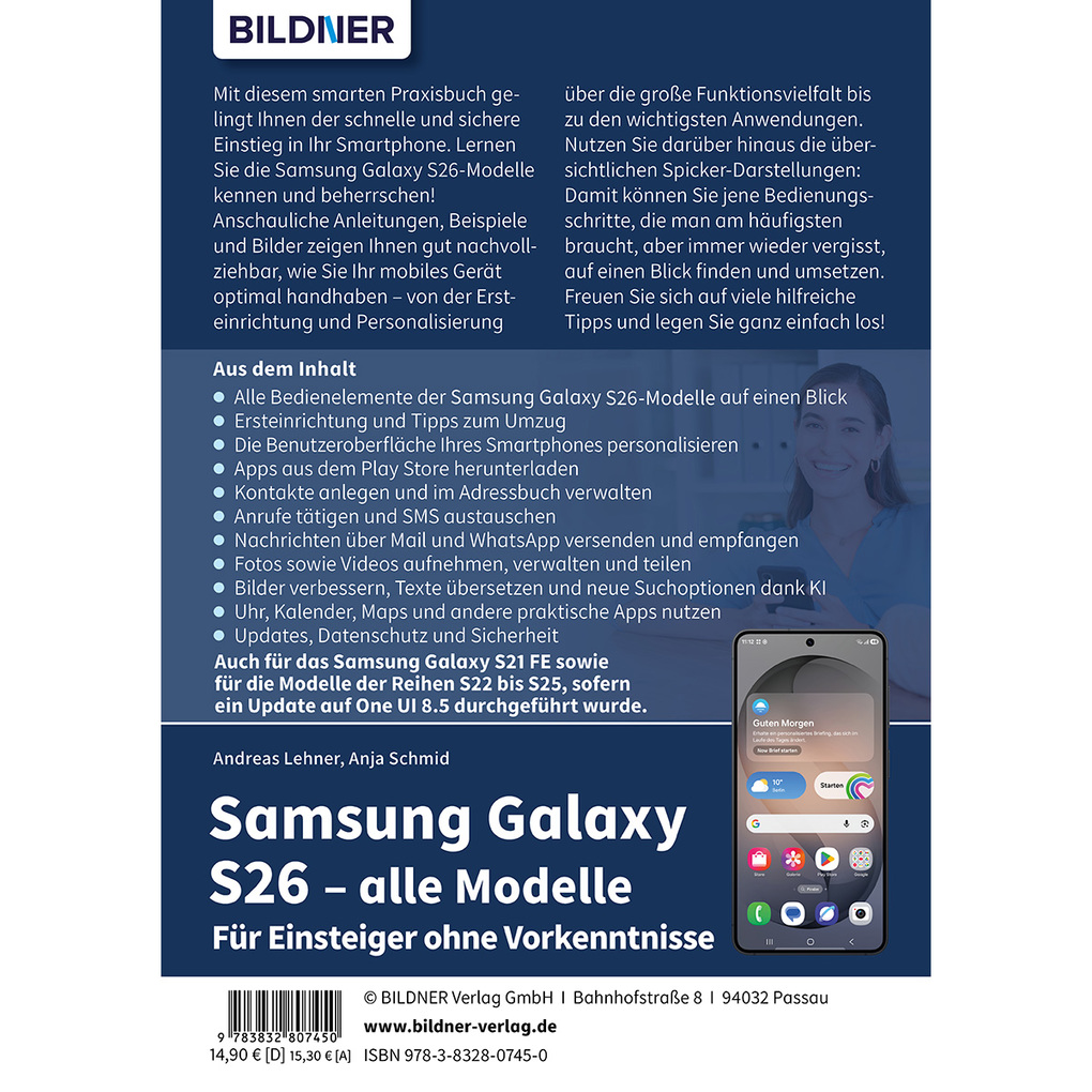 Weitere Ansicht: Samsung Galaxy S26 - alle Modelle - Für Einsteiger ohne Vorkenntnisse | Anja Schmid, Andreas Lehner