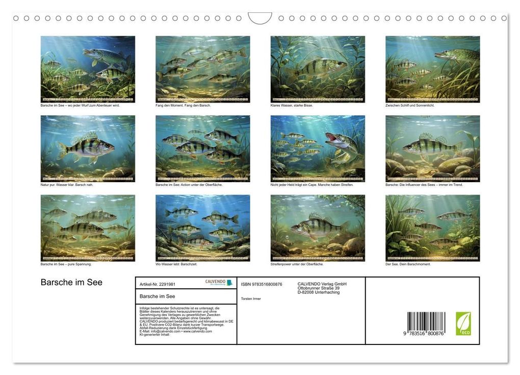 Weitere Ansicht: Barsche im See (Wandkalender 2027 DIN A3 quer), CALVENDO Monatskalender | Calvendo, Torsten Irmer