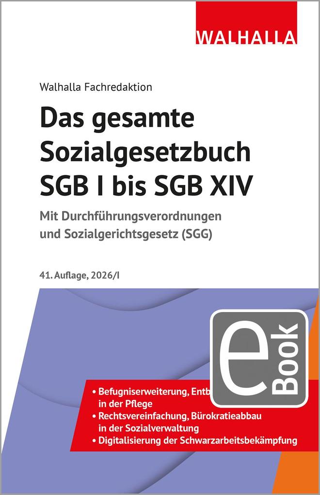Produktbild: Das gesamte Sozialgesetzbuch SGB I bis SGB XIV Ausgabe 2026/I | Walhalla Fachredaktion
