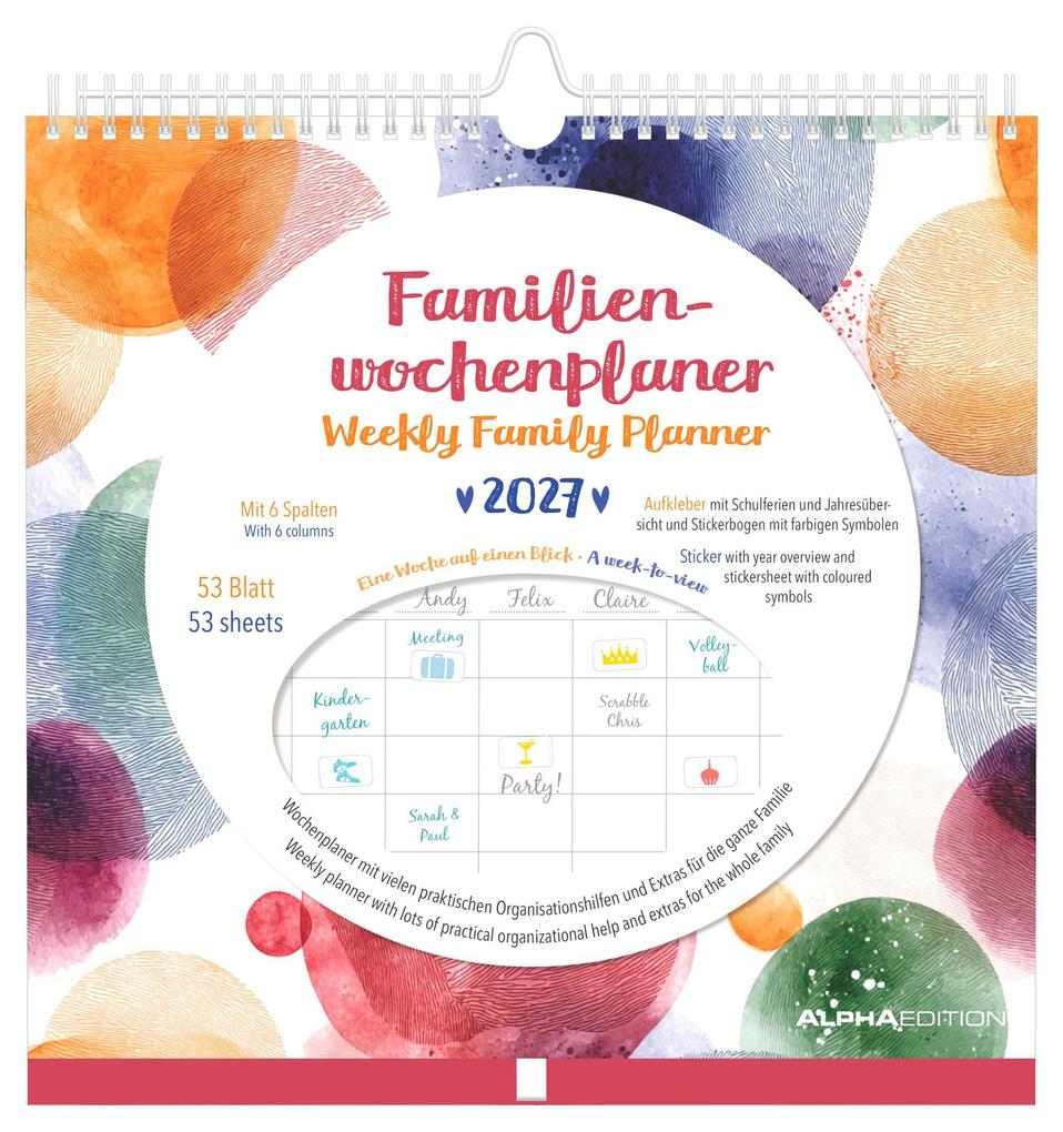 Produktbild: Familienwochenkalender Dots 2027 | Neumann Verlage GmbH & Co. KG