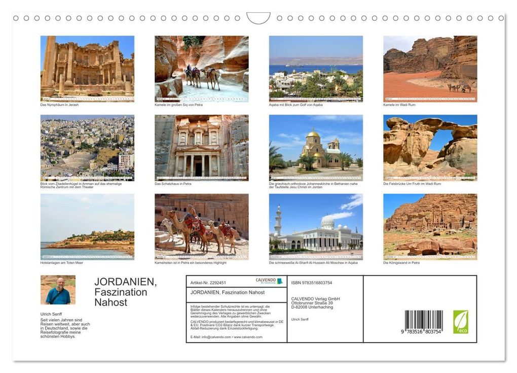 Weitere Ansicht: JORDANIEN, Faszination Nahost (Wandkalender 2027 DIN A3 quer), CALVENDO Monatskalender | Ulrich Senff, Calvendo