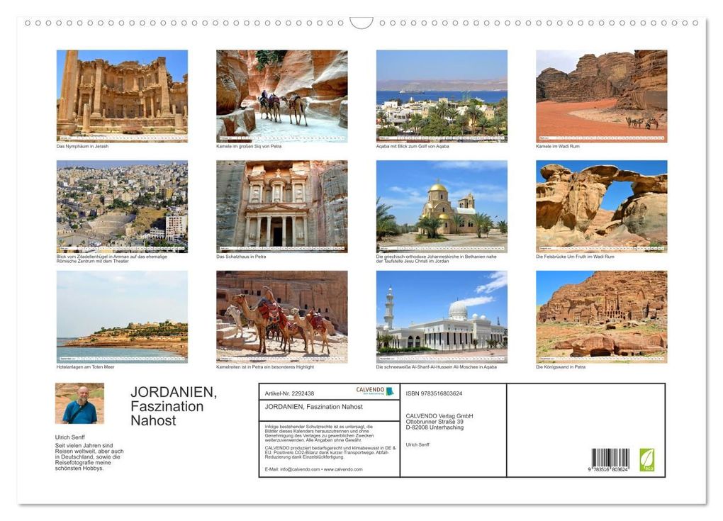 Weitere Ansicht: JORDANIEN, Faszination Nahost (Wandkalender 2027 DIN A2 quer), CALVENDO Monatskalender | Ulrich Senff, Calvendo