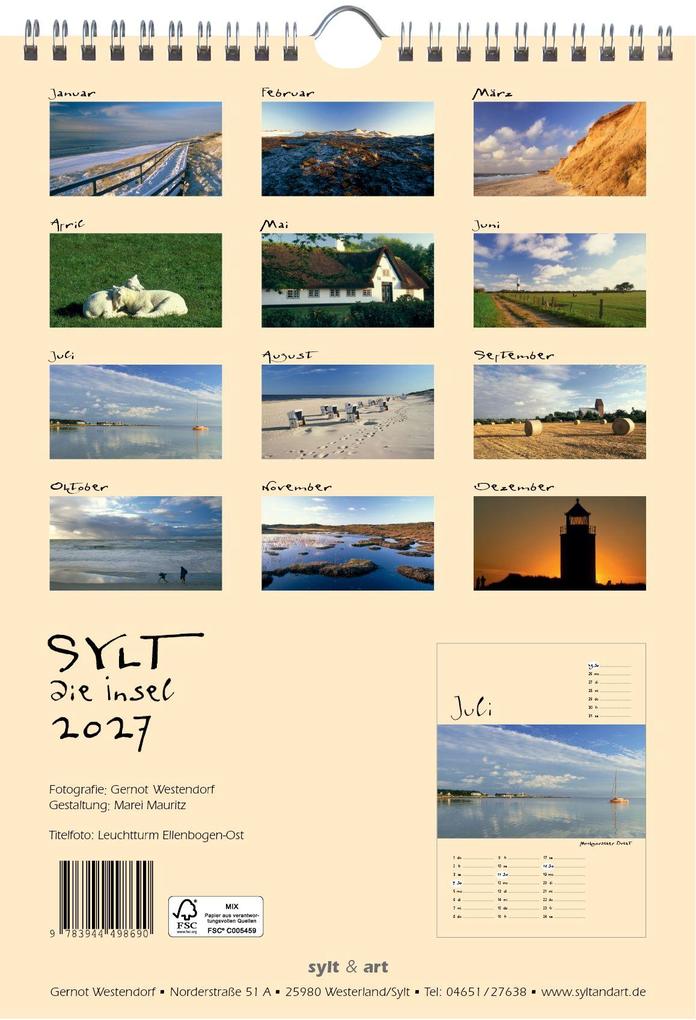 Weitere Ansicht: Sylt-die Insel 2027 A4 Kalender | Gernot Westendorf