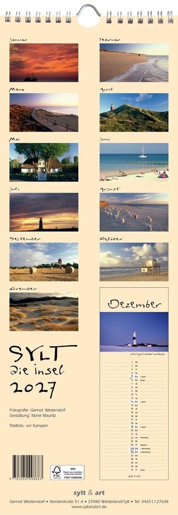 Weitere Ansicht: Sylt-die Insel 2027 Streifenkalender | Gernot Westendorf