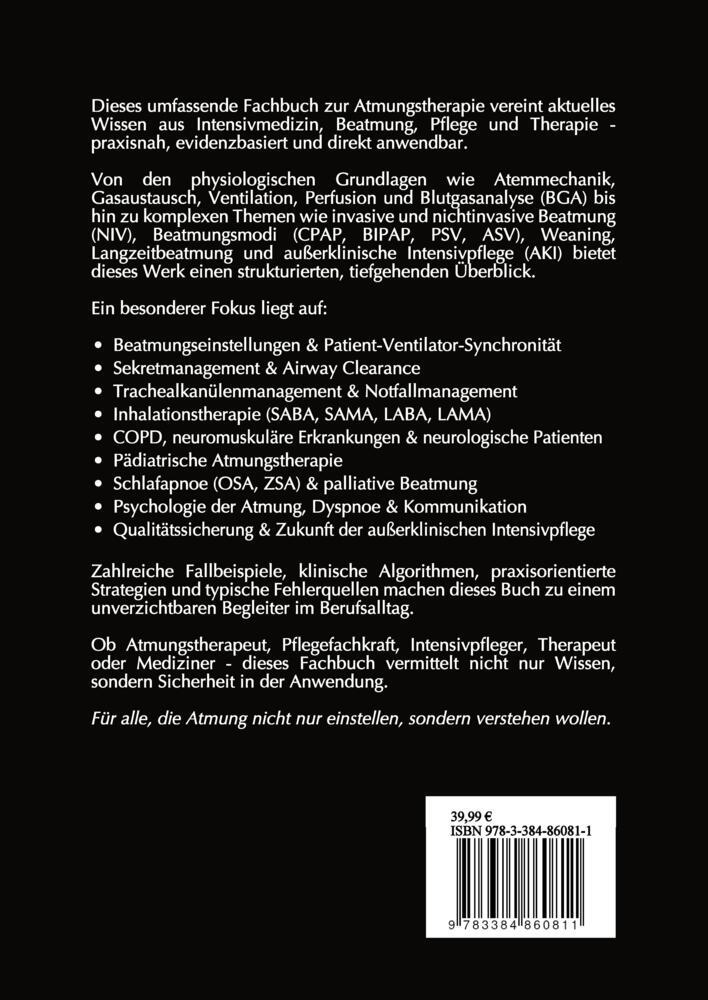 Weitere Ansicht: Atmungstherapie in der modernen Intensiv- und Beatmungsmedizin - Fachbuch zu Beatmung, Intensivmedizin, NIV, Weaning, Atmungstherapie und Pädiatrie | Marvin Kuberski
